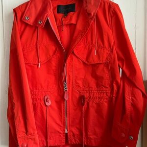 NWOT Coach Red Rain Coat with Leather Trims Size S